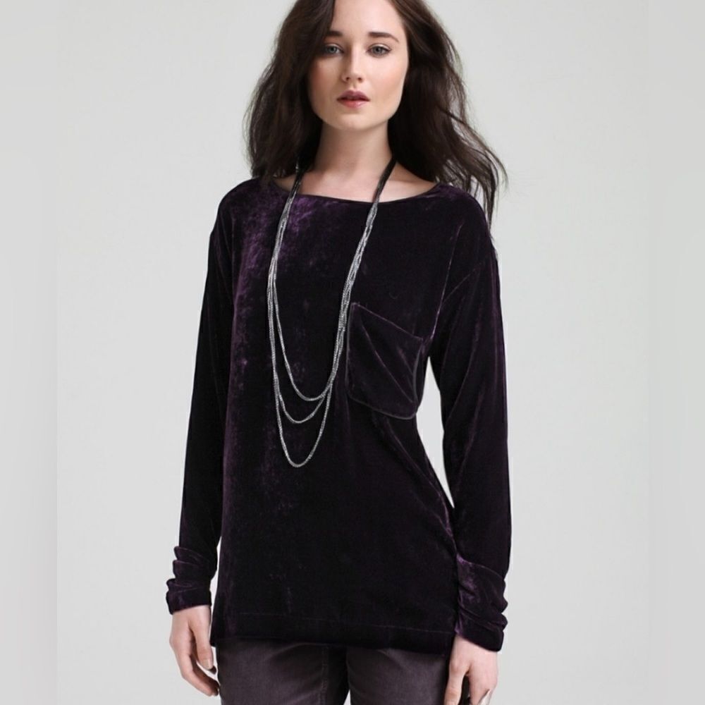Theory Tehya Crush Velvet Tunic In Purple Size Large